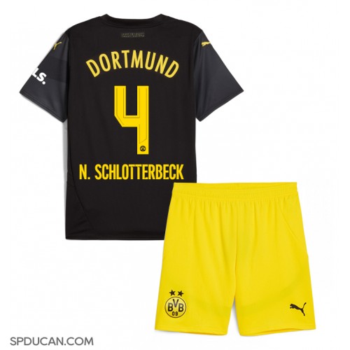 Dječji Nogometni Dres Borussia Dortmund Nico Schlotterbeck #4 Gostujuci 2024-25 Kratak Rukav (+ Kratke hlače)